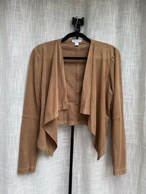 Katherine Barclay Camel Draped Open-Front Blazer